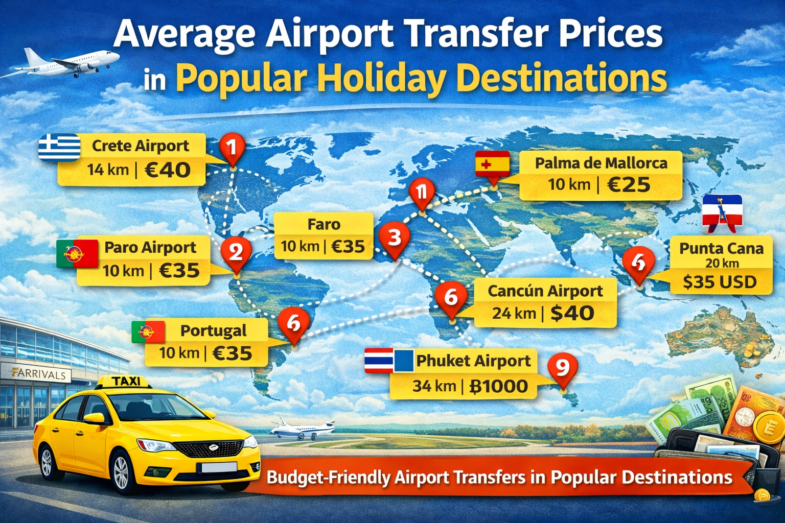 Average Airport Transfer Prices in Popular Holiday Destinations